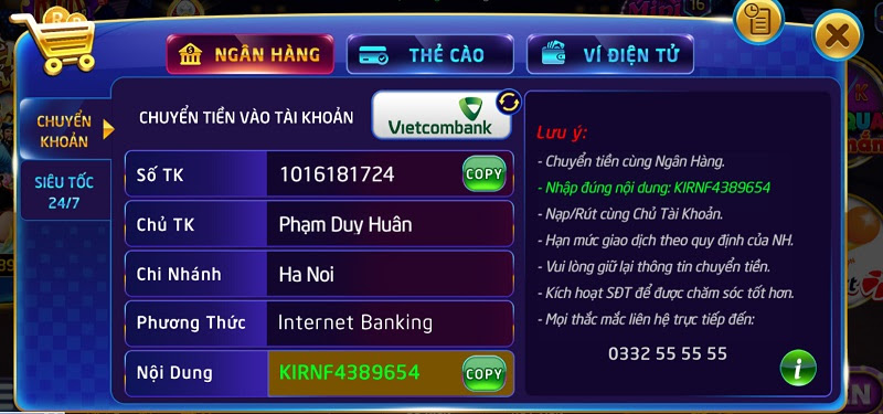Các phương thức rút tiền nhà cái Rikvip